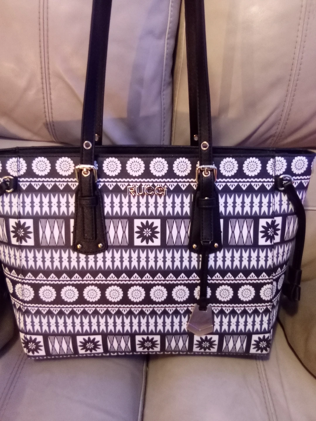 RUCCI Tote Bag - Black and White Pattern