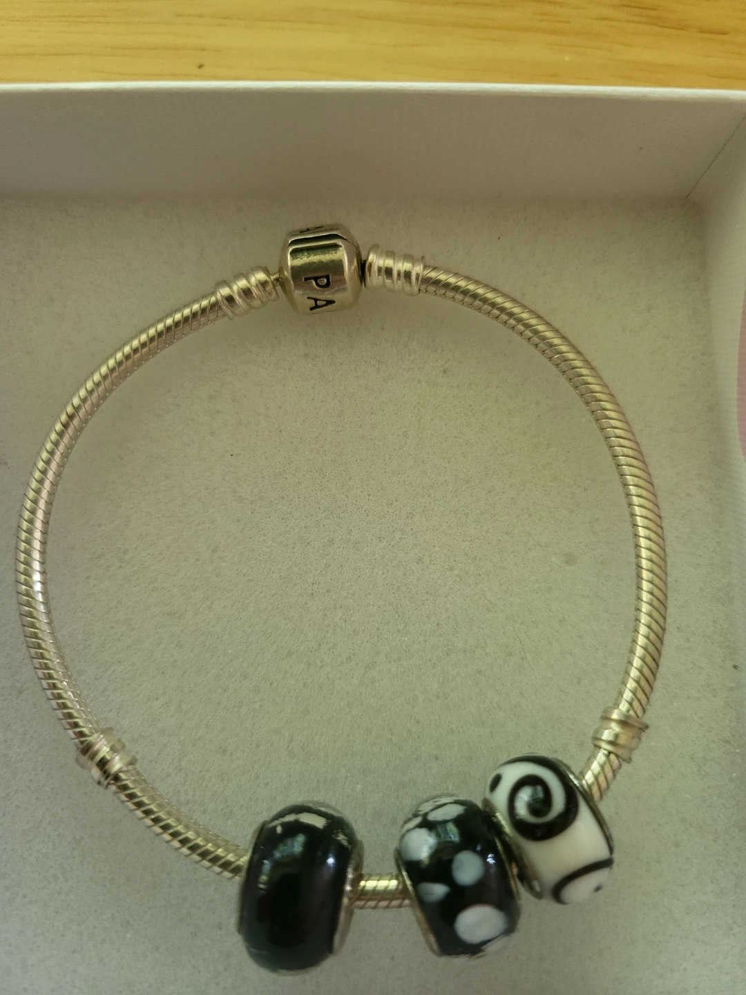 Pandora Sterling Silver Snake Chain Bracelet with Charms