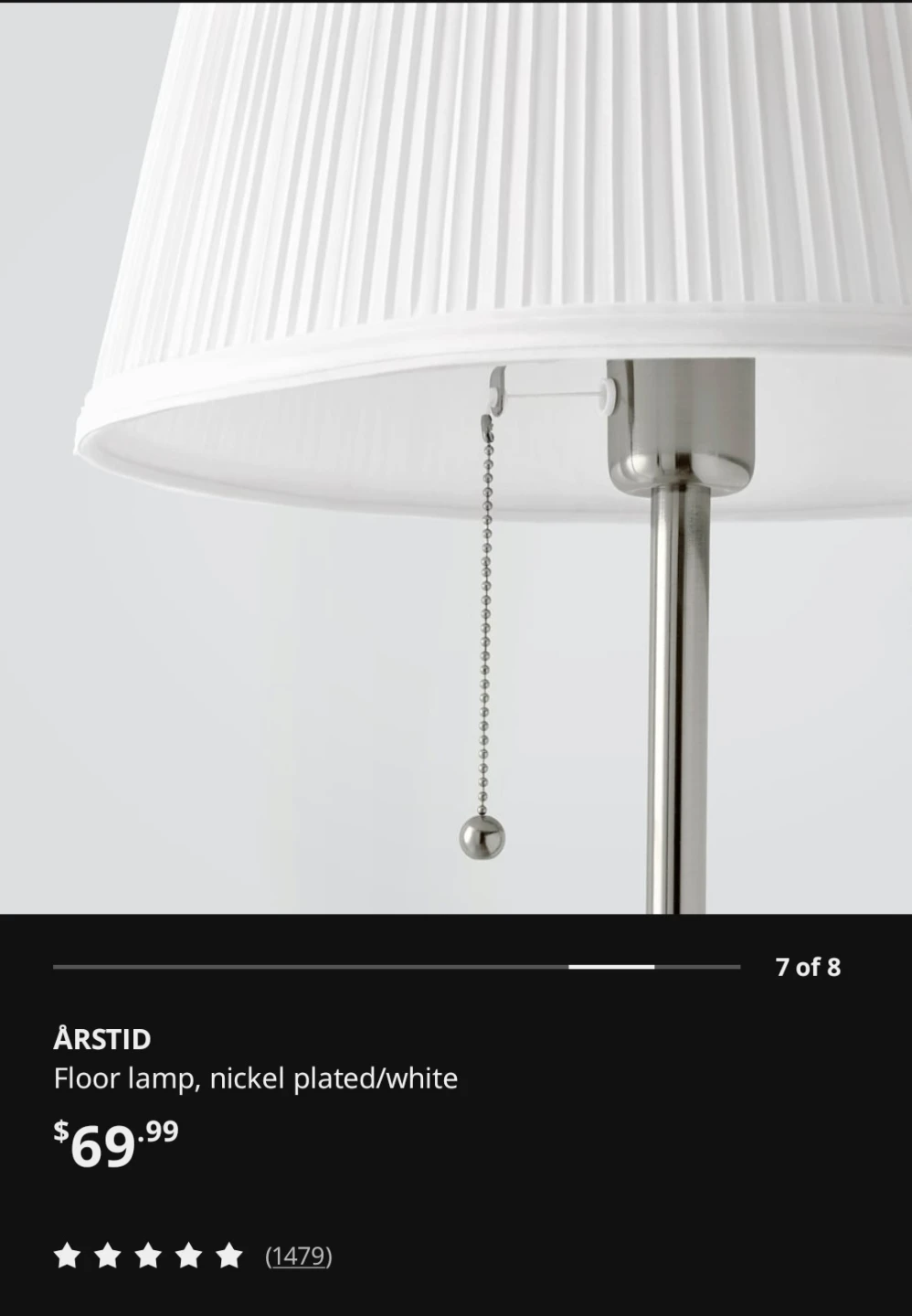 IKEA ÅRSTID Floor Lamp - Nickel Plated/White - photo 3