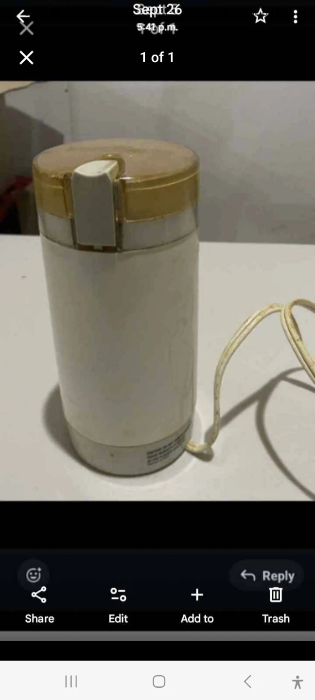 White and Gold Electric Coffee Grinder