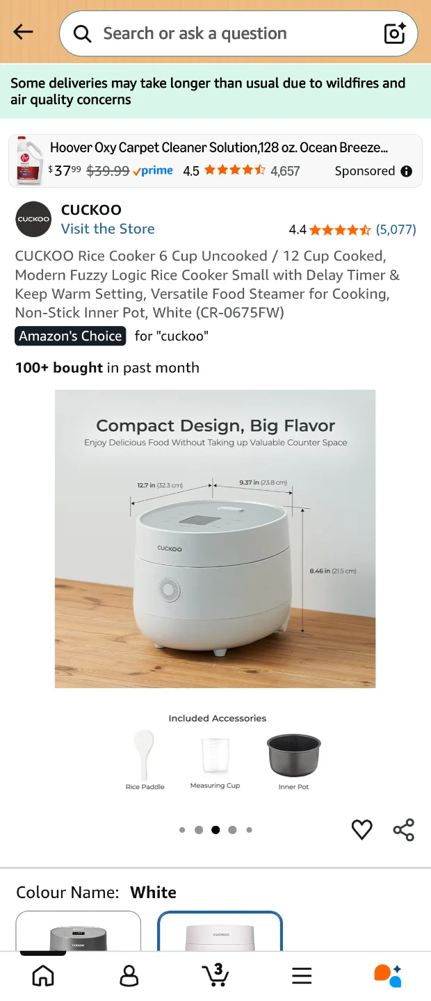 CUCKOO 6 Cup Rice Cooker - White - photo 2
