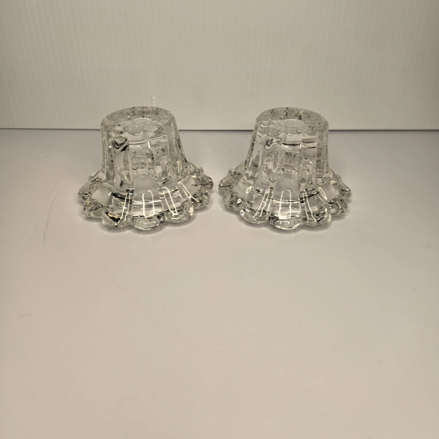 Vintage KIG INDONESIA Crystal Clear Glass Candle Holder (pair) - photo 2