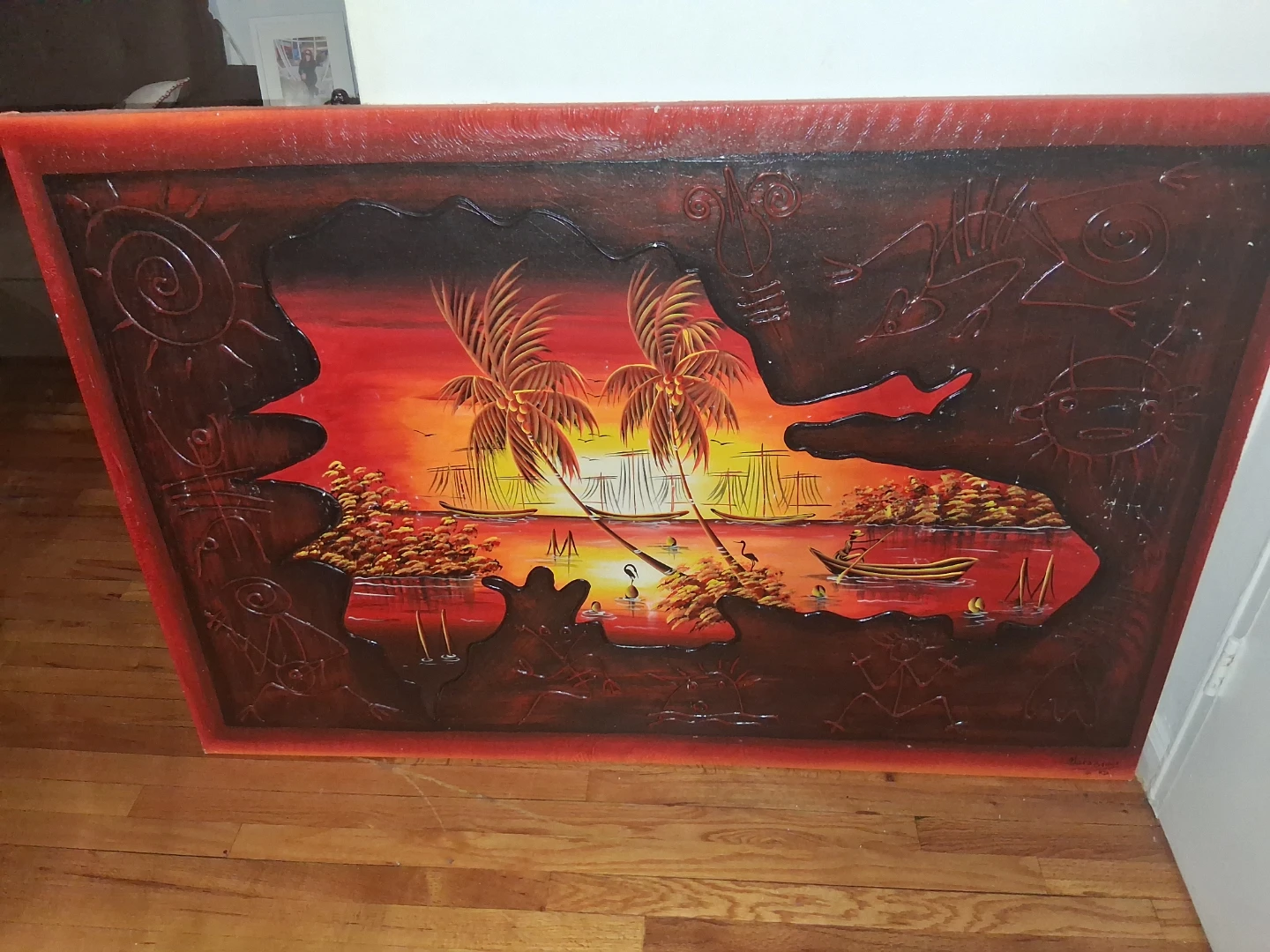Tropical Sunset Embossed Art