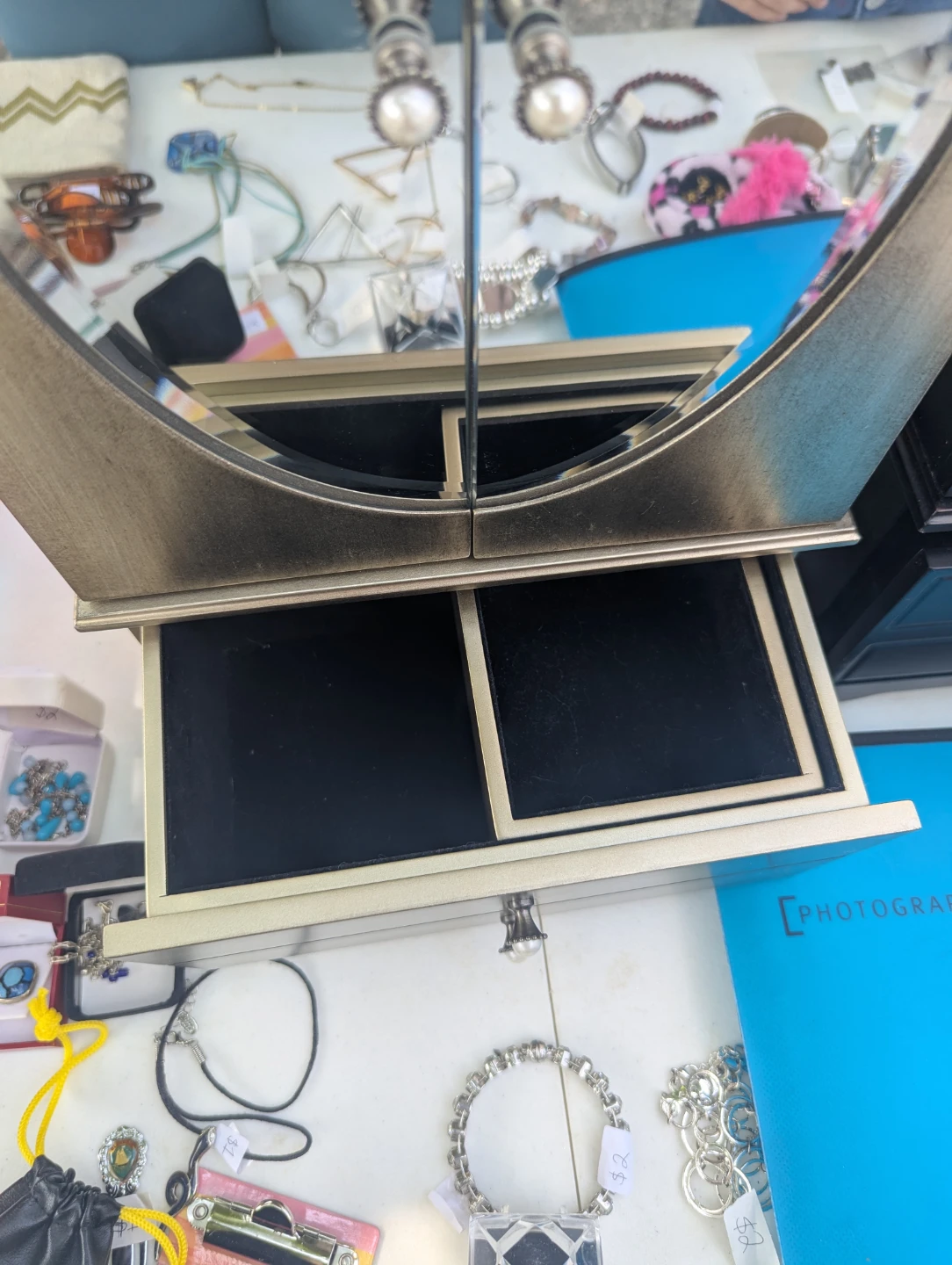Gold mirrored jewelry box