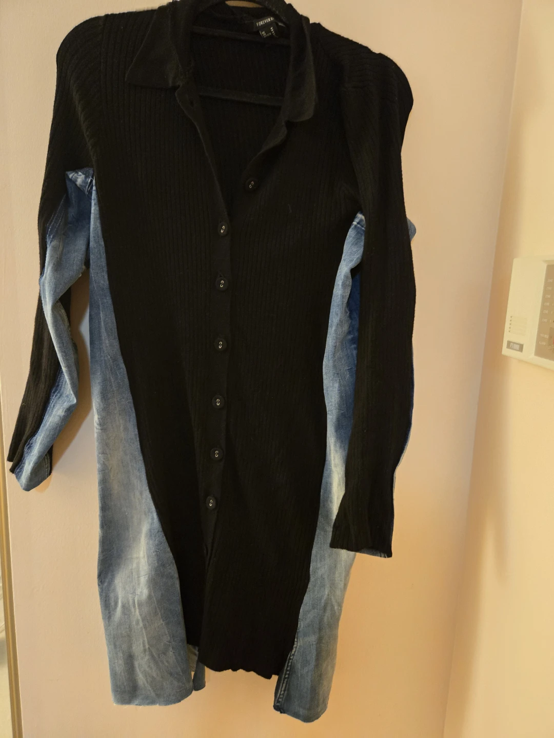 Forever 21 Black Ribbed Denim Dress