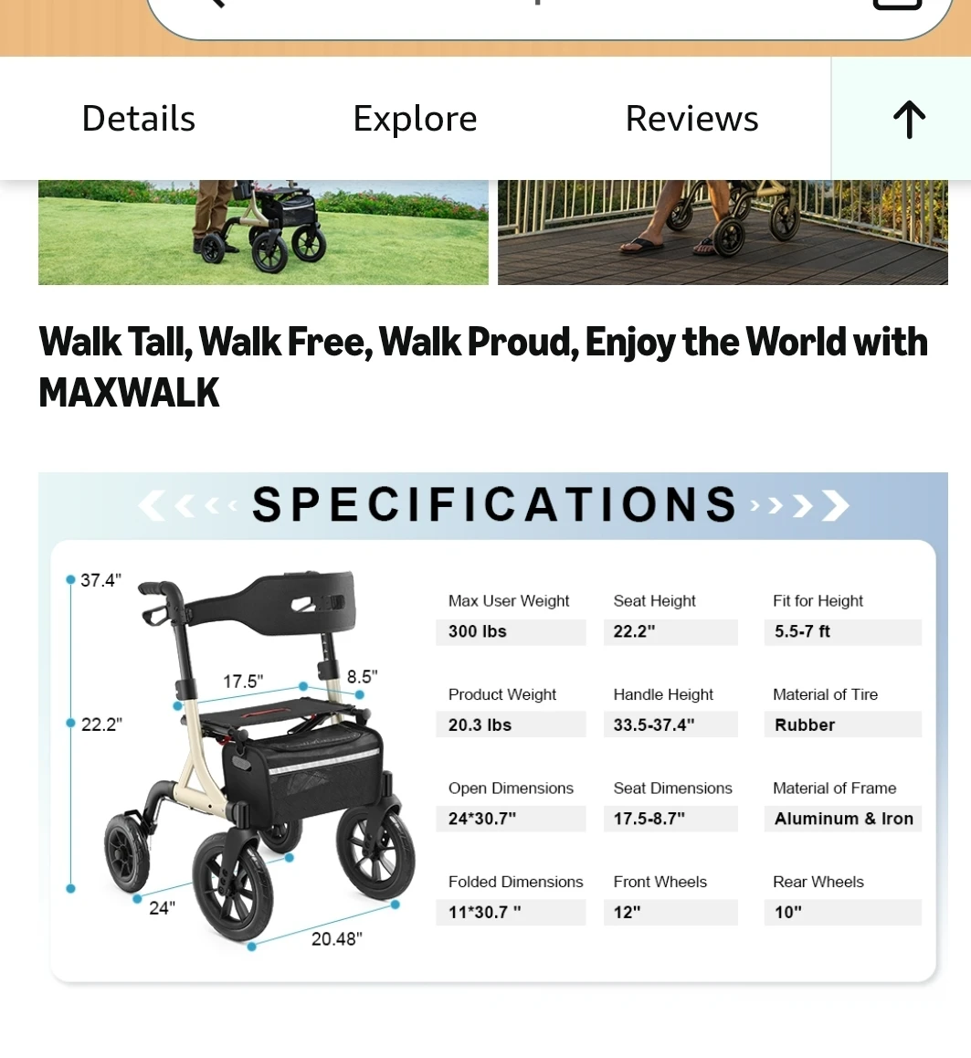**MAXWALK All-Terrain Gold Walker with Seat** - photo 2