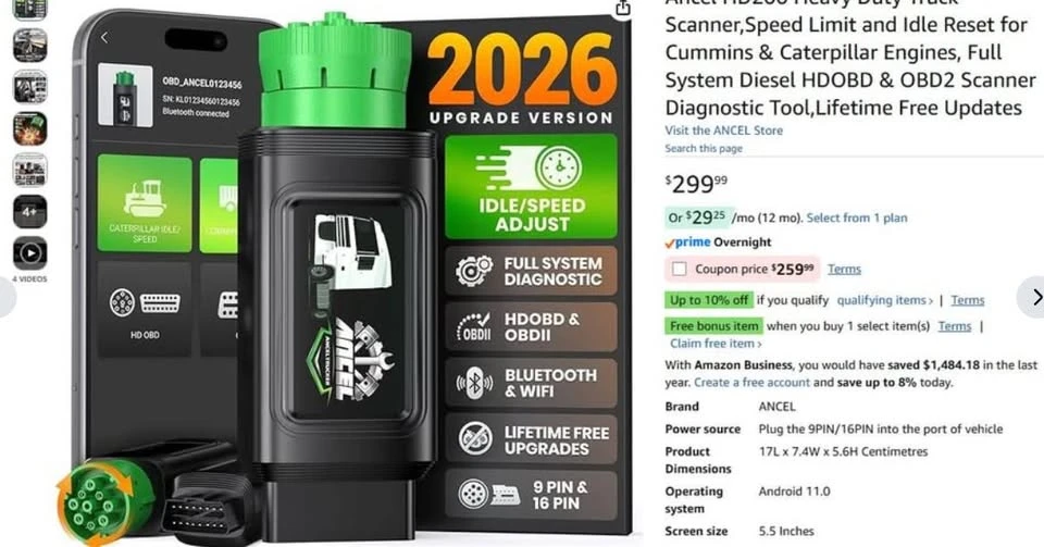 ANCEL HD200 Heavy Duty Truck OBDD & OBD2 Scanner - photo 2