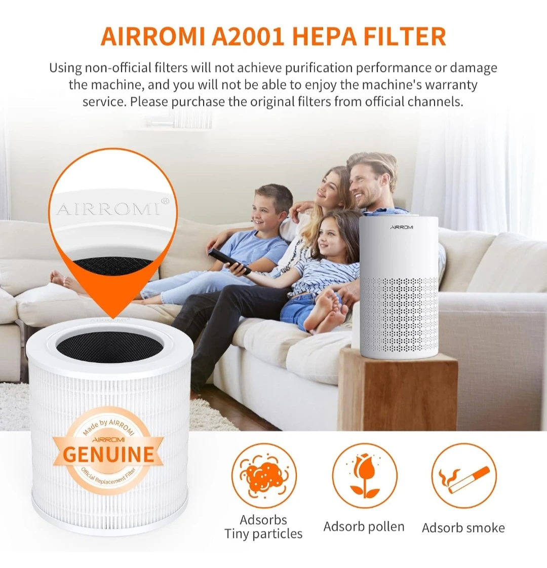 AIRROMI A2001 HEPA Air Purifier Replacement Filter, 3-In-1 ... - photo 3