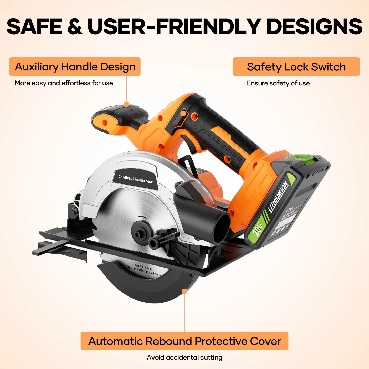 20V Cordless Circular Saw with Lithium Ion Battery