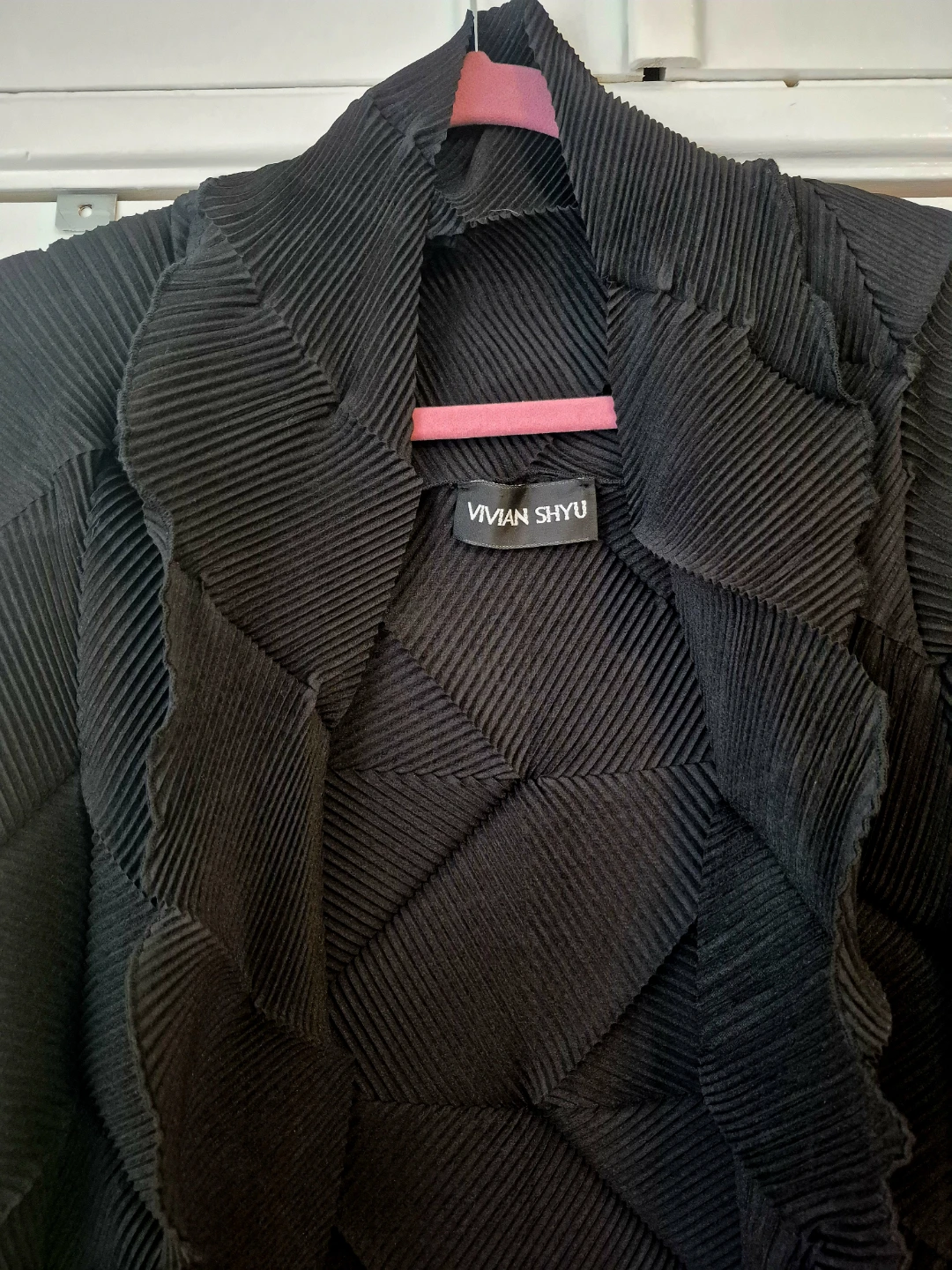 Vivian Shyu Black Plissé Pleated Geometric Duster / Cardigan - photo 2