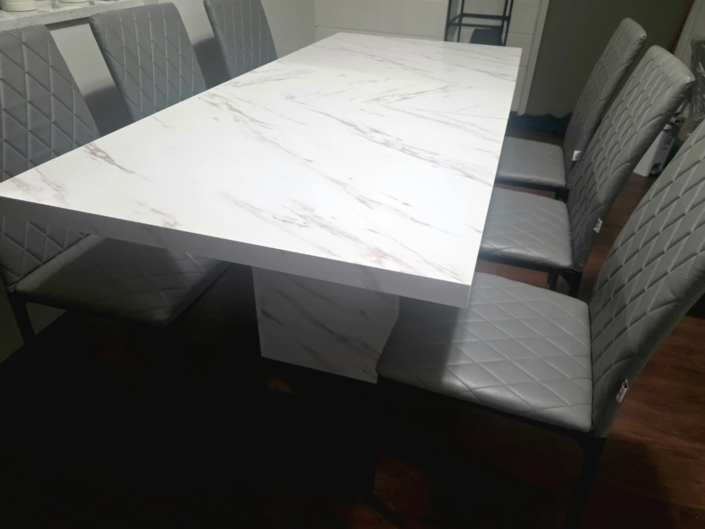 Faux Marble Kitchen Table + 6 Chairs