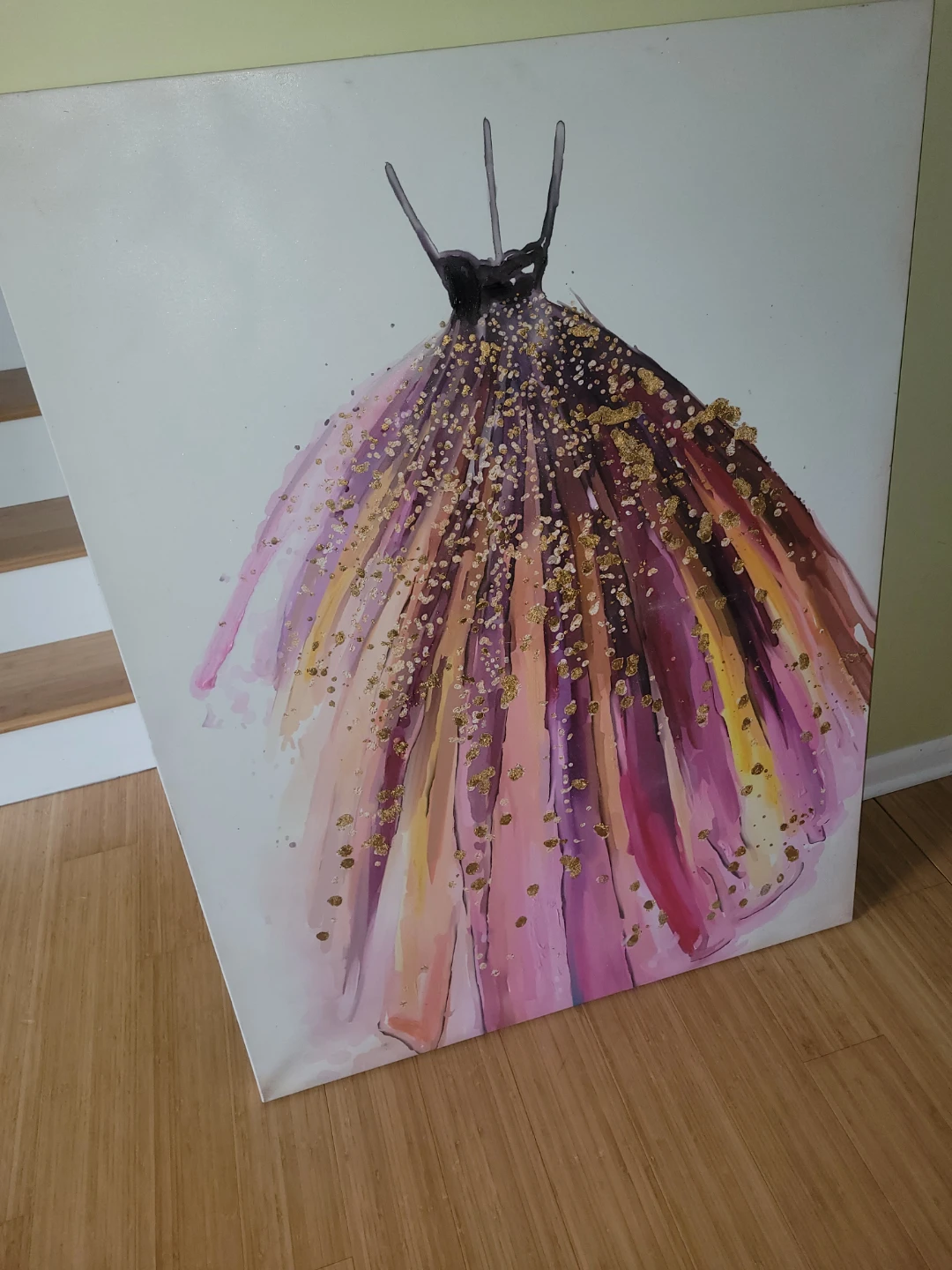 Canvas Wall Art Painting - Abstract Dress with Gold Glitter