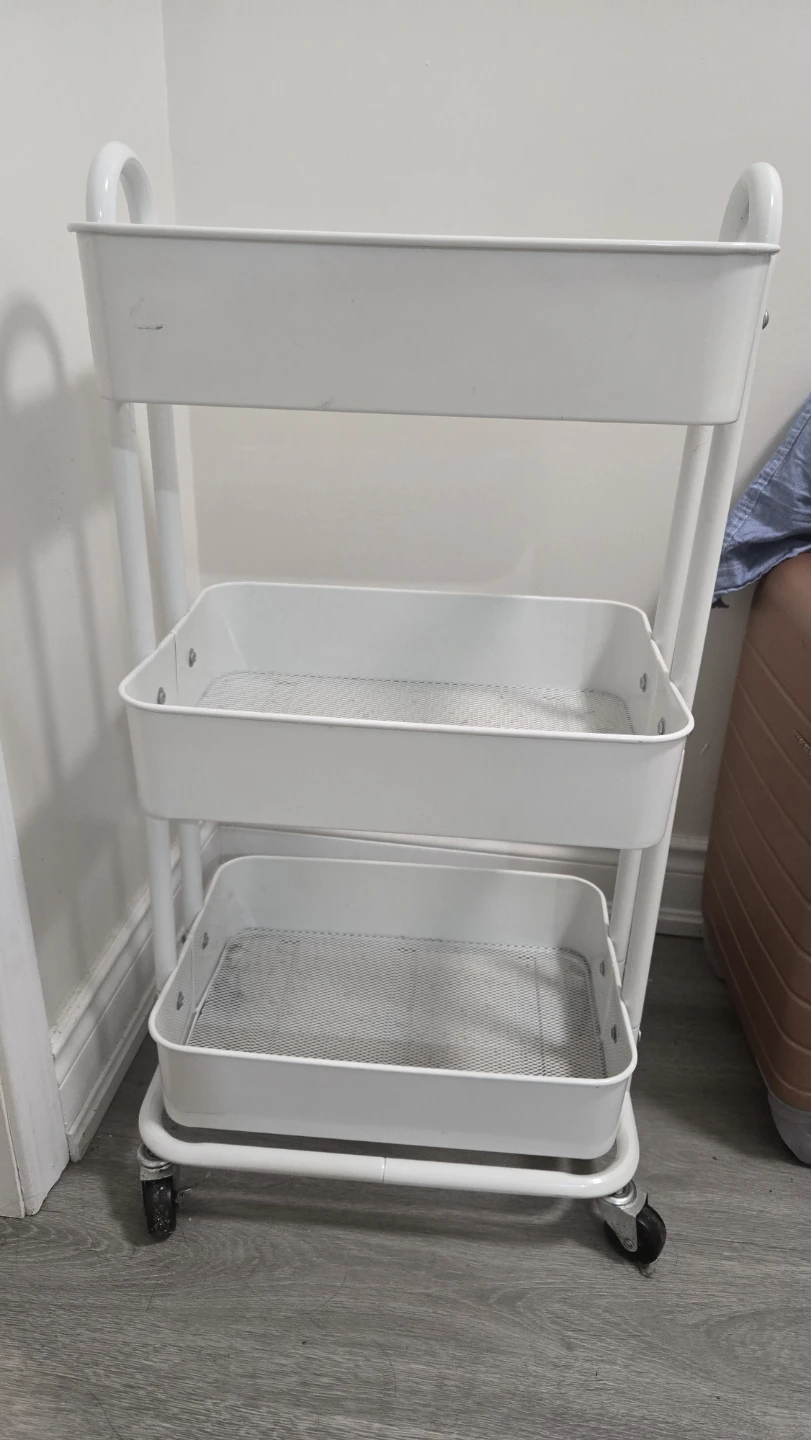 White 3-Tier Rolling Storage Cart