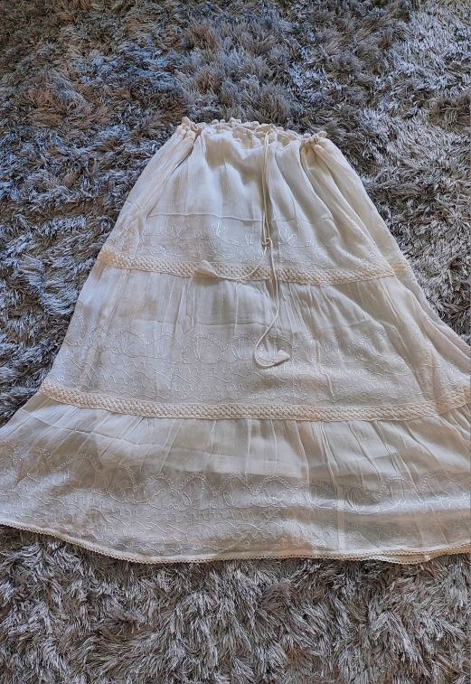 White Tiered Embroidered Maxi Skirt - photo 3