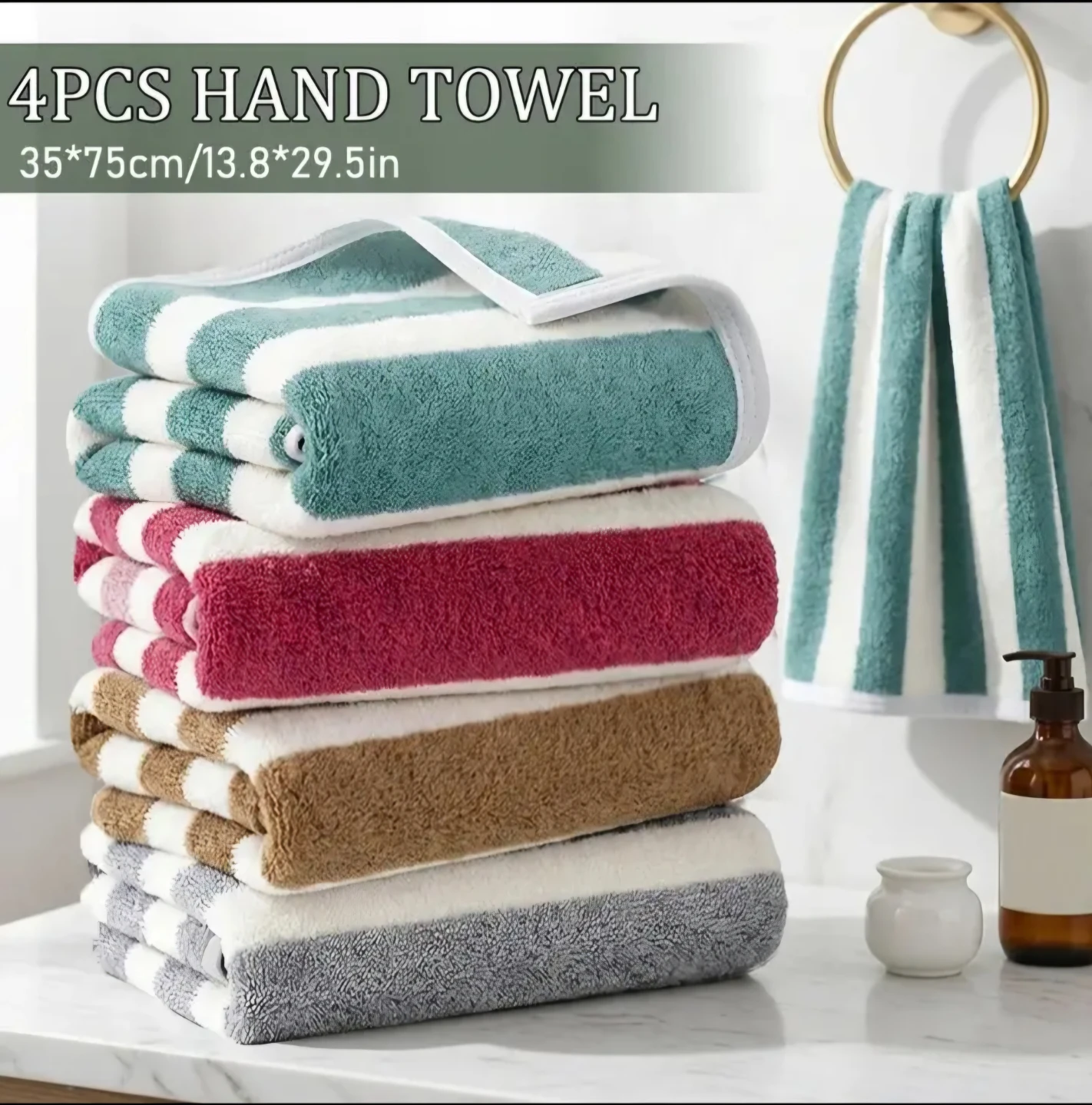 4-Piece Striped Hand Towel Set