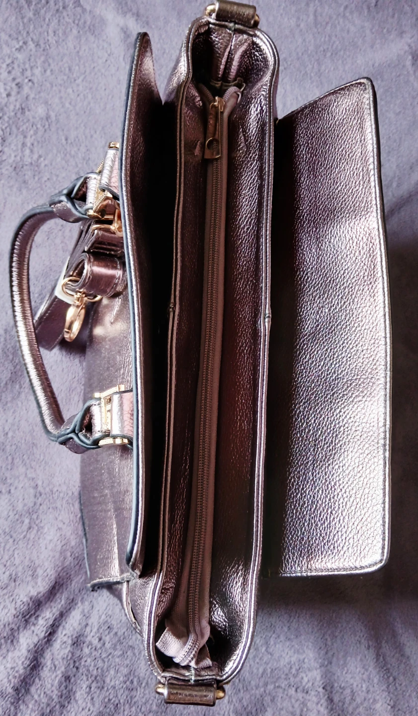 Metallic Faux Leather Tote Handbag - photo 2
