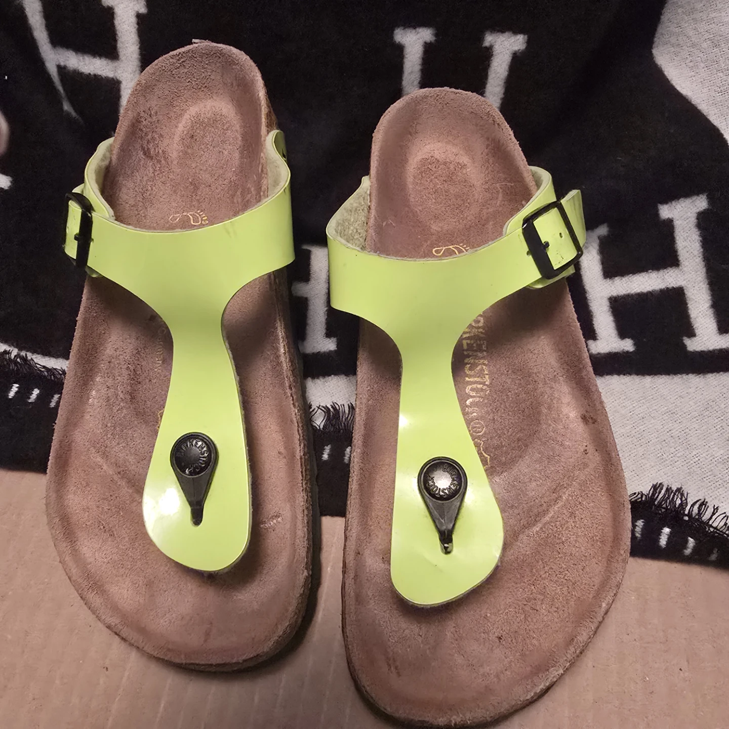 Birkenstock Gizeh Neon Green Sandals Size 37