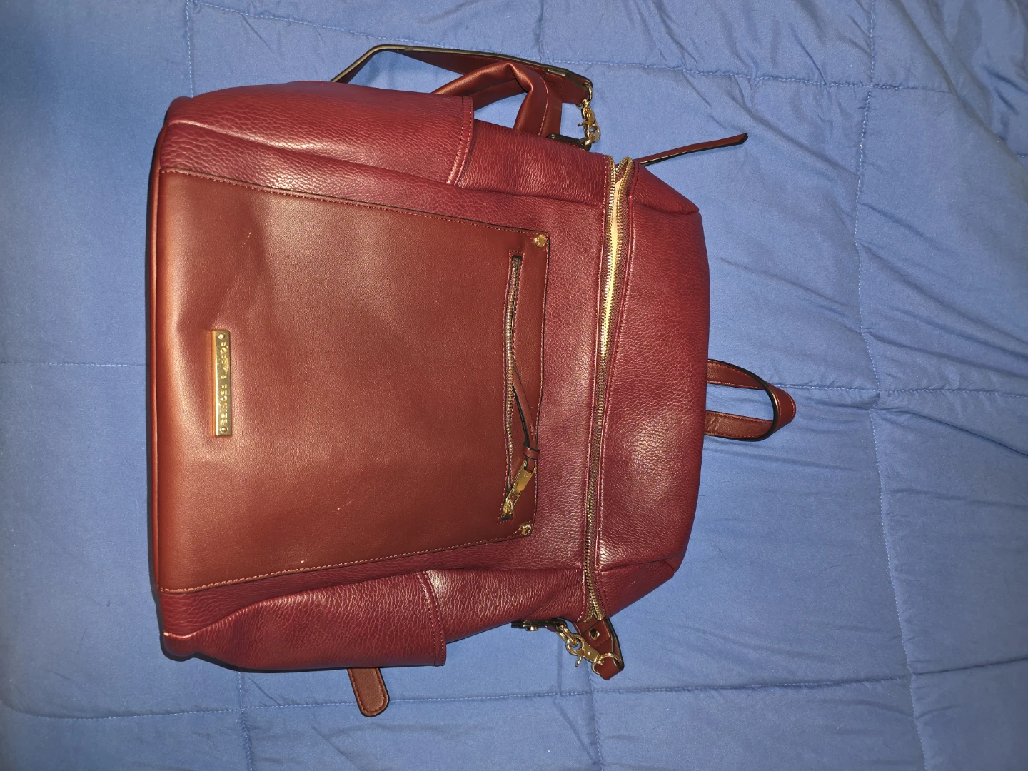 Poppy & Peonies Berry vegan leather backpack