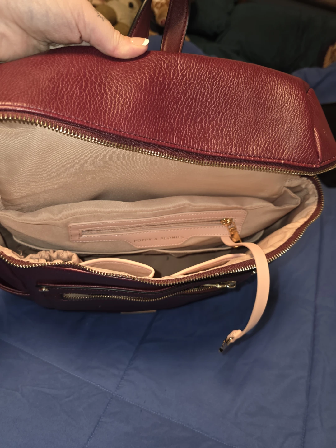 Poppy & Peonies Berry vegan leather backpack - photo 3