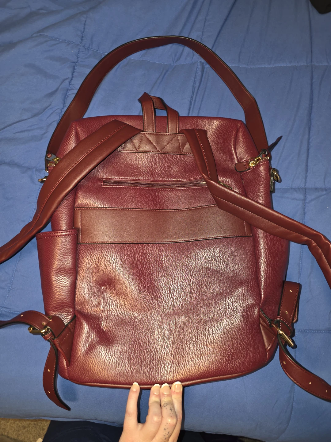 Poppy & Peonies Berry vegan leather backpack - photo 5
