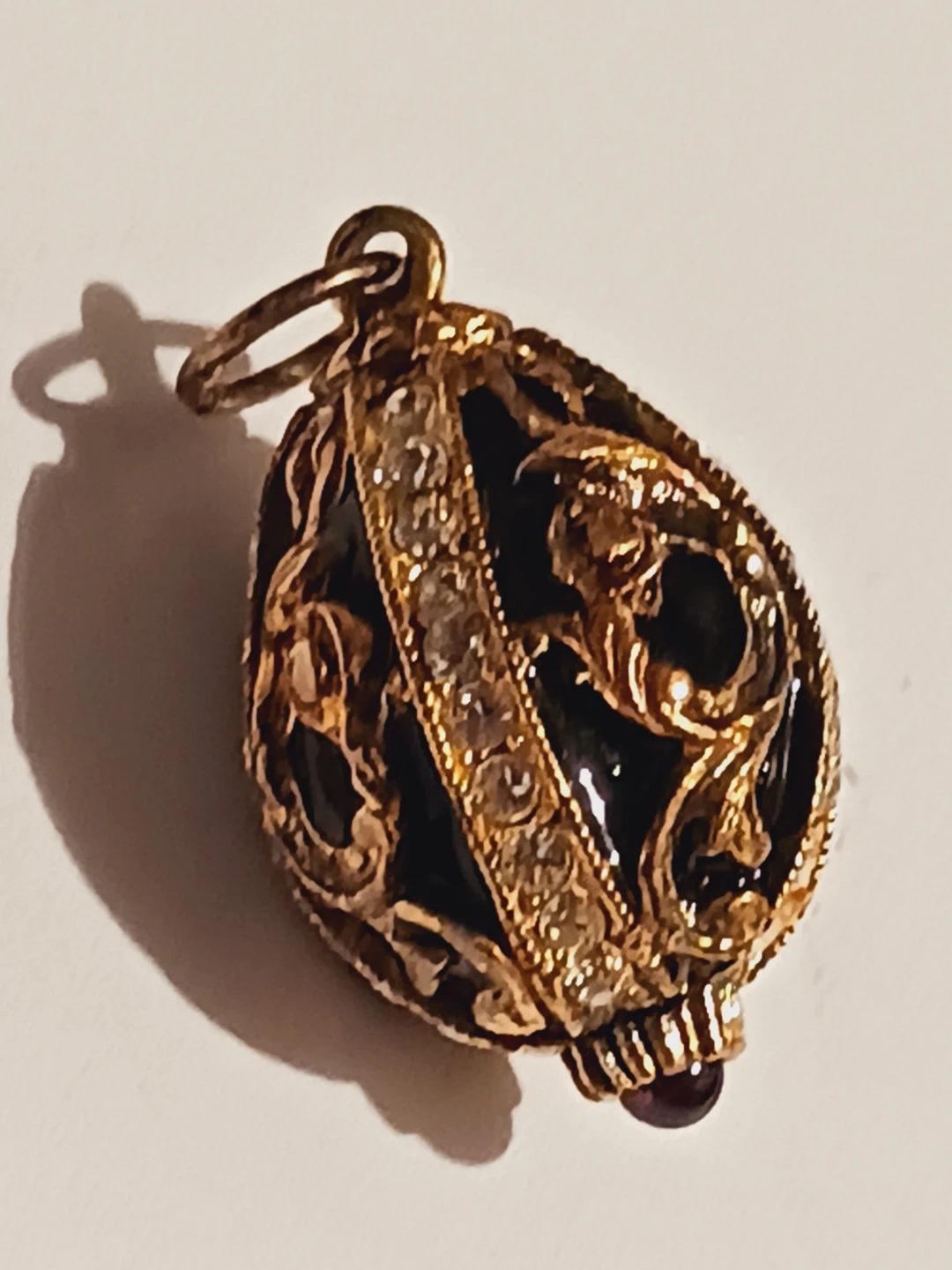 Gold Vermeil Sterling Silver Enamel Fabergé Egg Pendant - photo 2