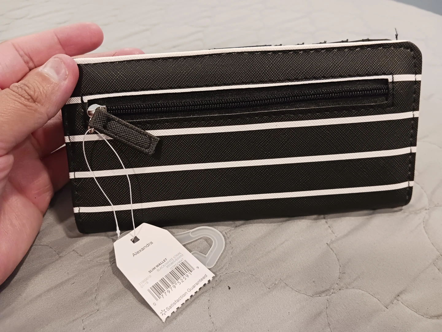 Time and Tru Slim Wallet Black White Stripe - photo 3