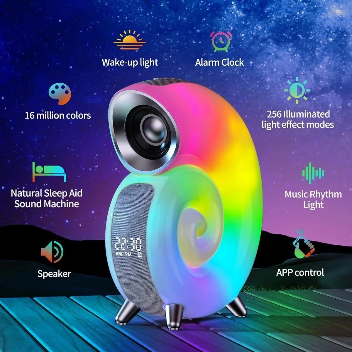 Multi-Color LED Speaker with Alarm Clock
