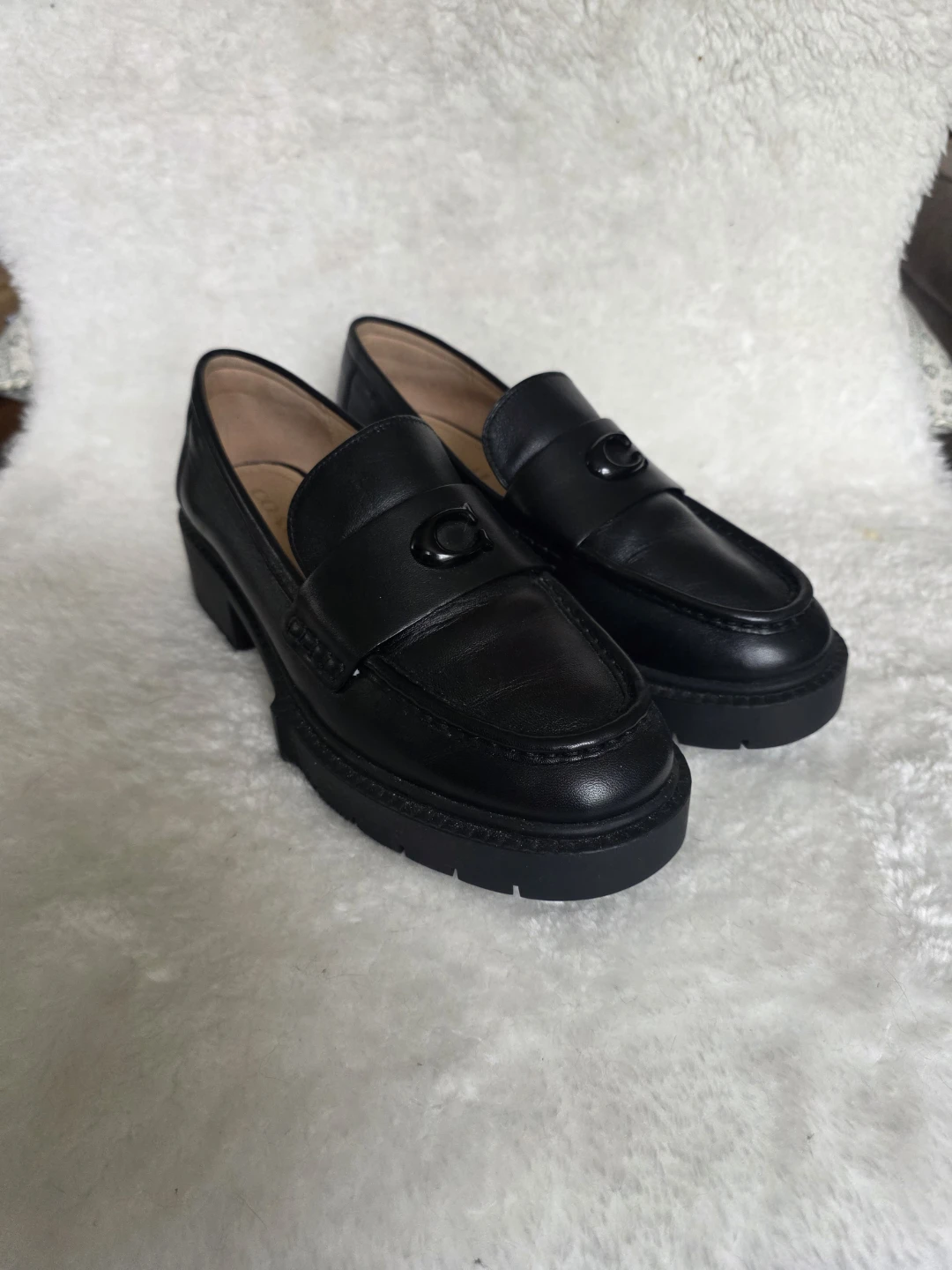 Coach Black Leather Leah Loafers W8