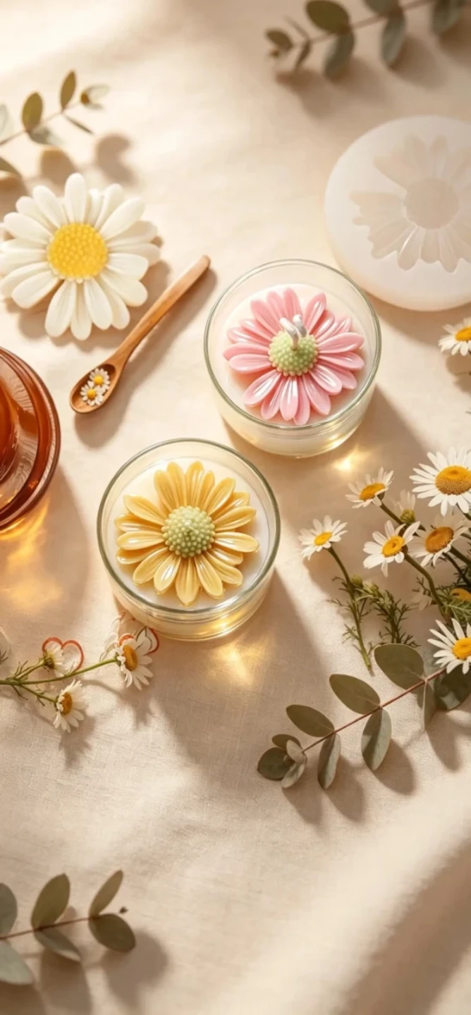 Glass jar Daisy flower candle