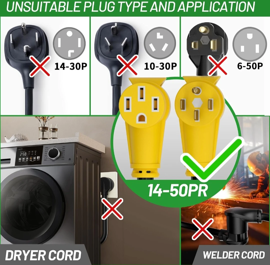 RV/EV Extension Cord 30FT 50A Black-Yellow - photo 2