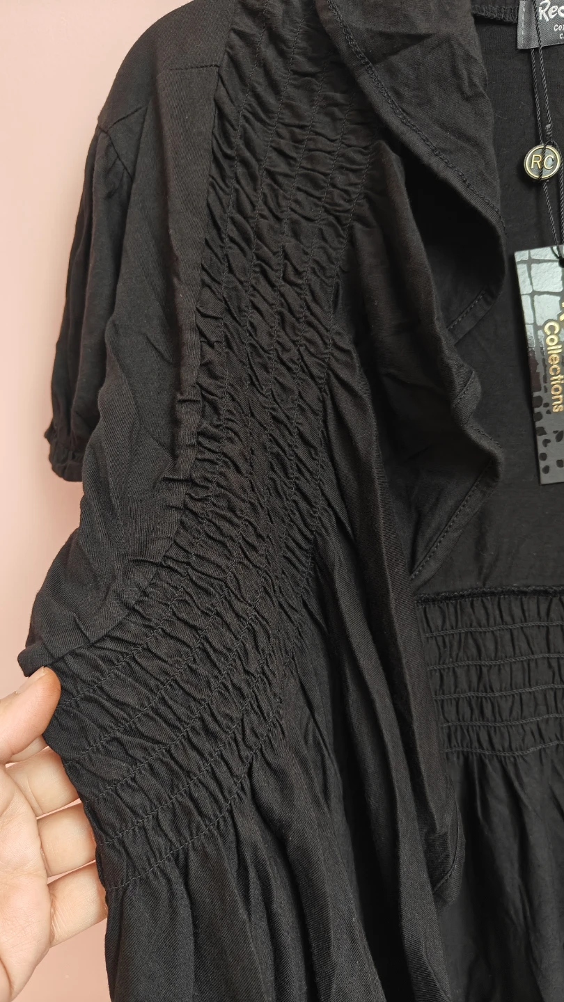 Red Coral Black Ruched Ruffle Top - photo 5