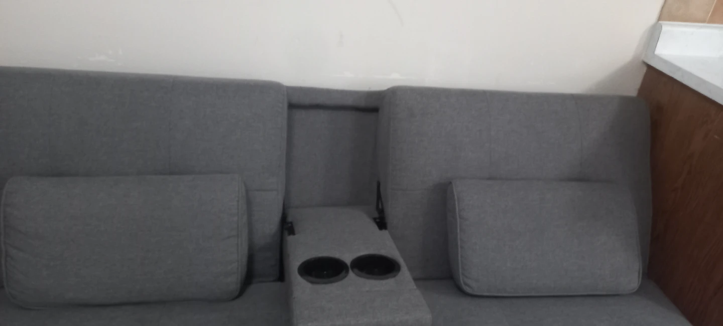 Grey Futon Sofa with Cup Holders - photo 3
