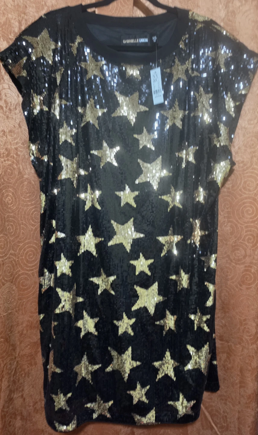 Gabrielle Union Black Sequin Star T-Shirt