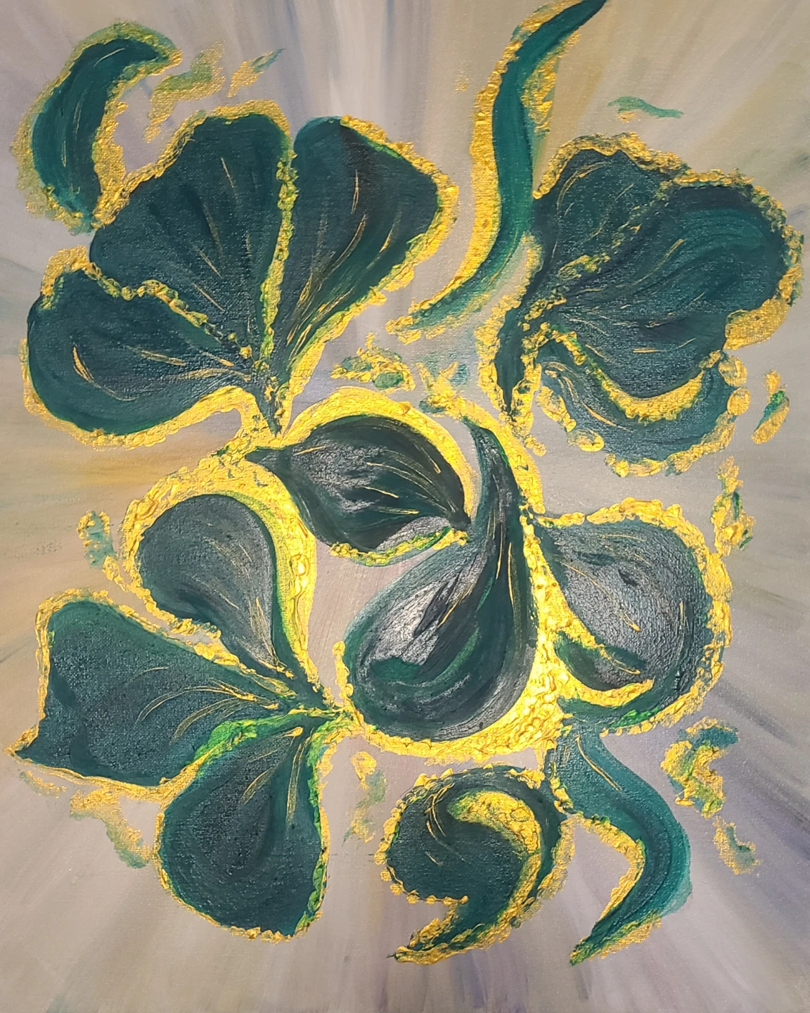 Abstract Painting with Gold and Teal Accents