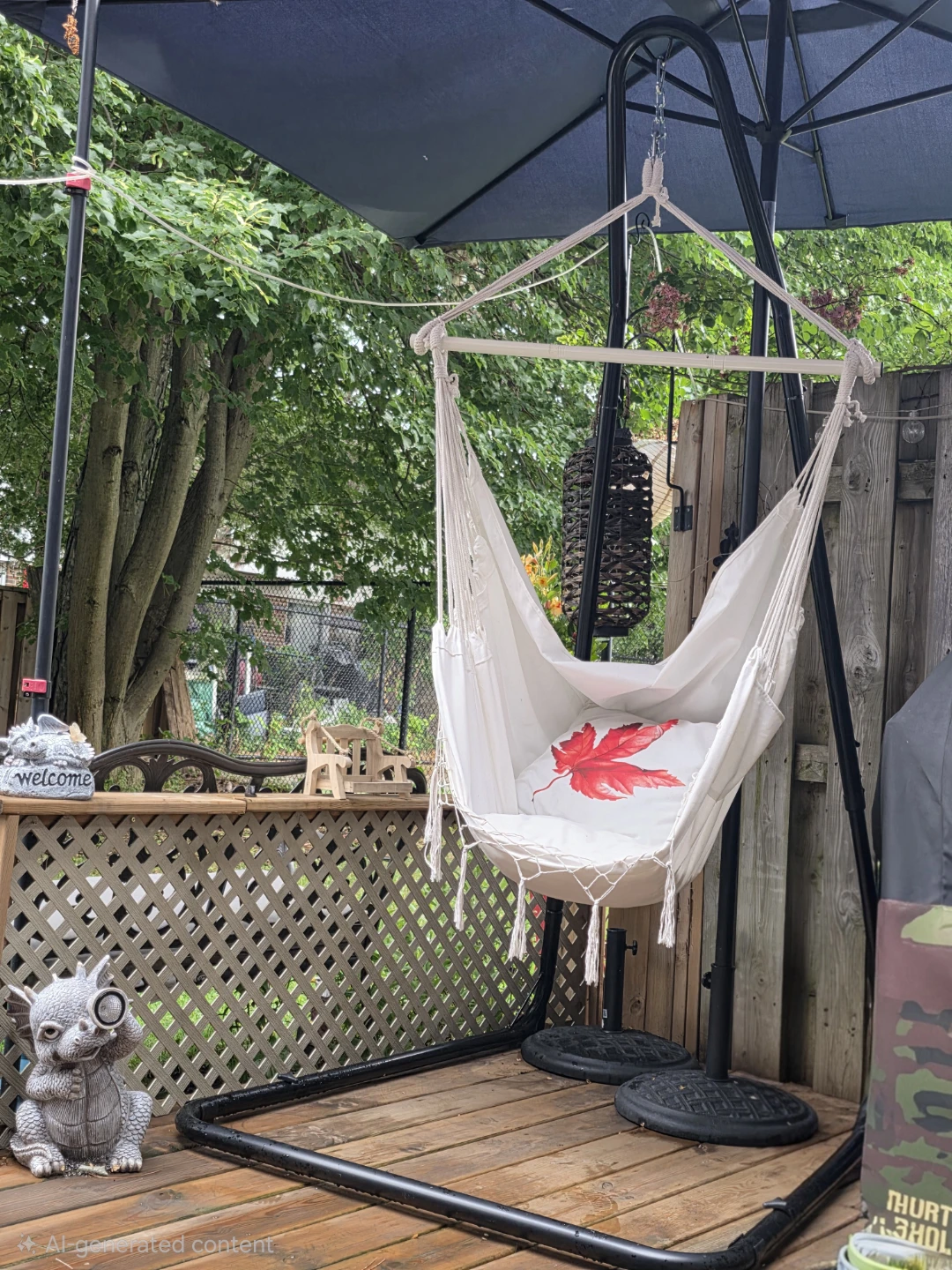 White Hammock Chair with Stand
