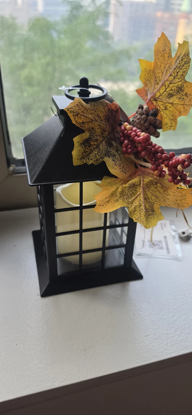 Decorative Fall Lantern with LED Candle