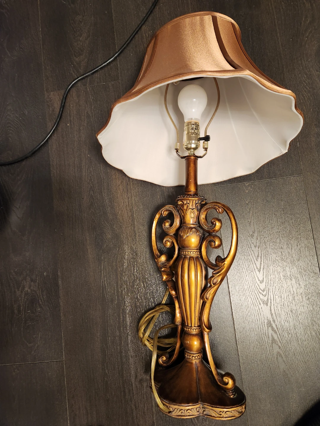 Vintage Style Table Lamp with Gold Base and Bronze Shade
