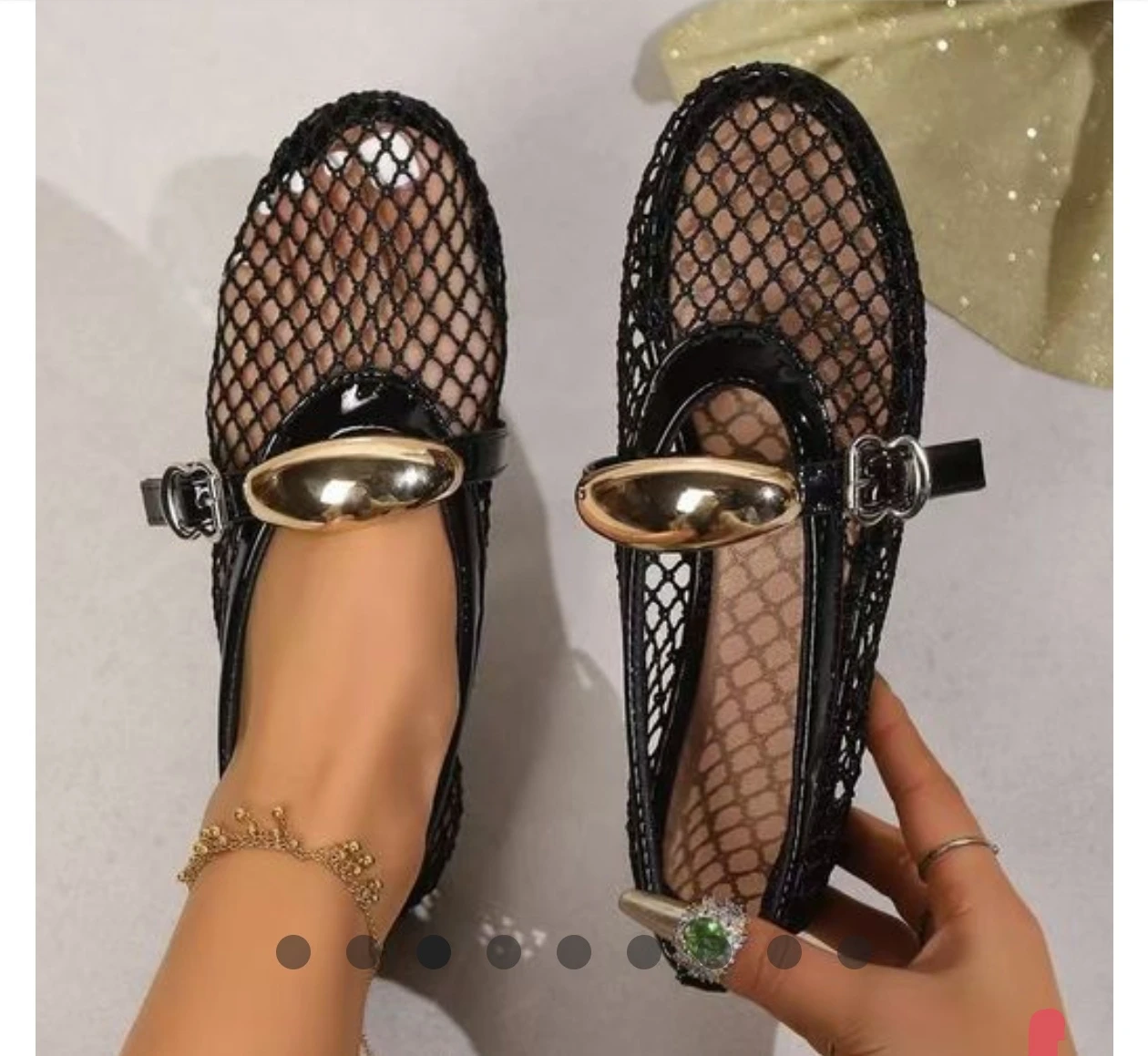 Mesh Ballet Flats with Buckle Detail - photo 2