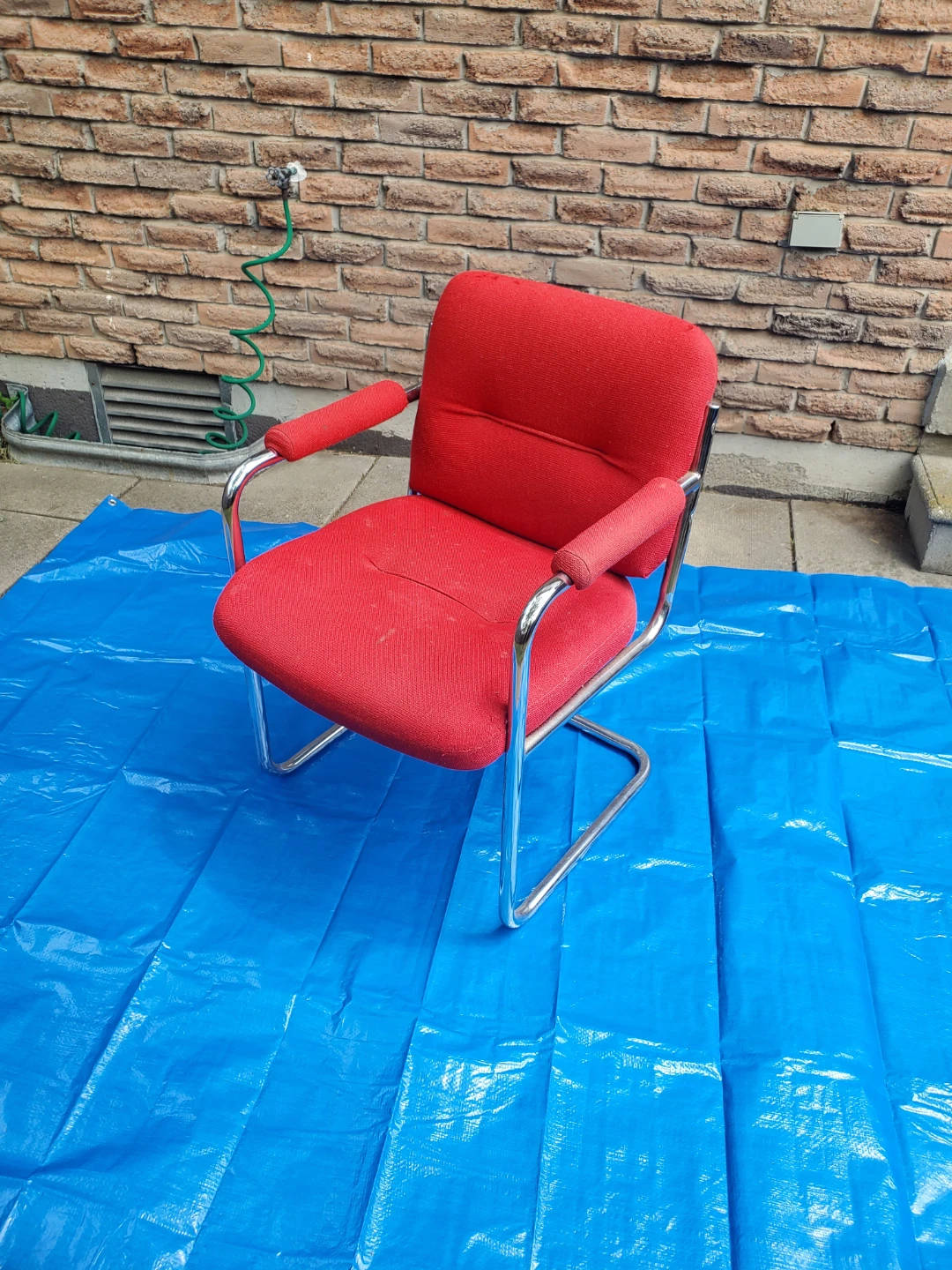 Red Office Chair with Chrome Frame