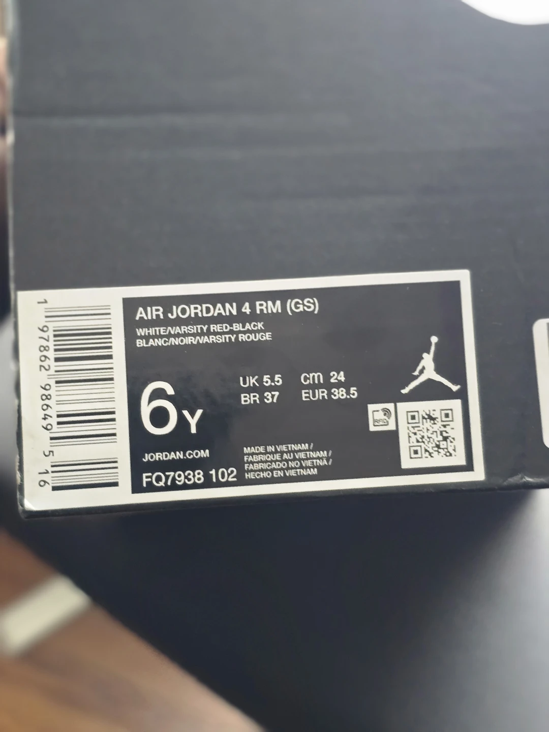 7.5 W/ 6Y - Air Jordan 4 RM (GS) White/Varsity Red-Black ( NEW) - photo 2