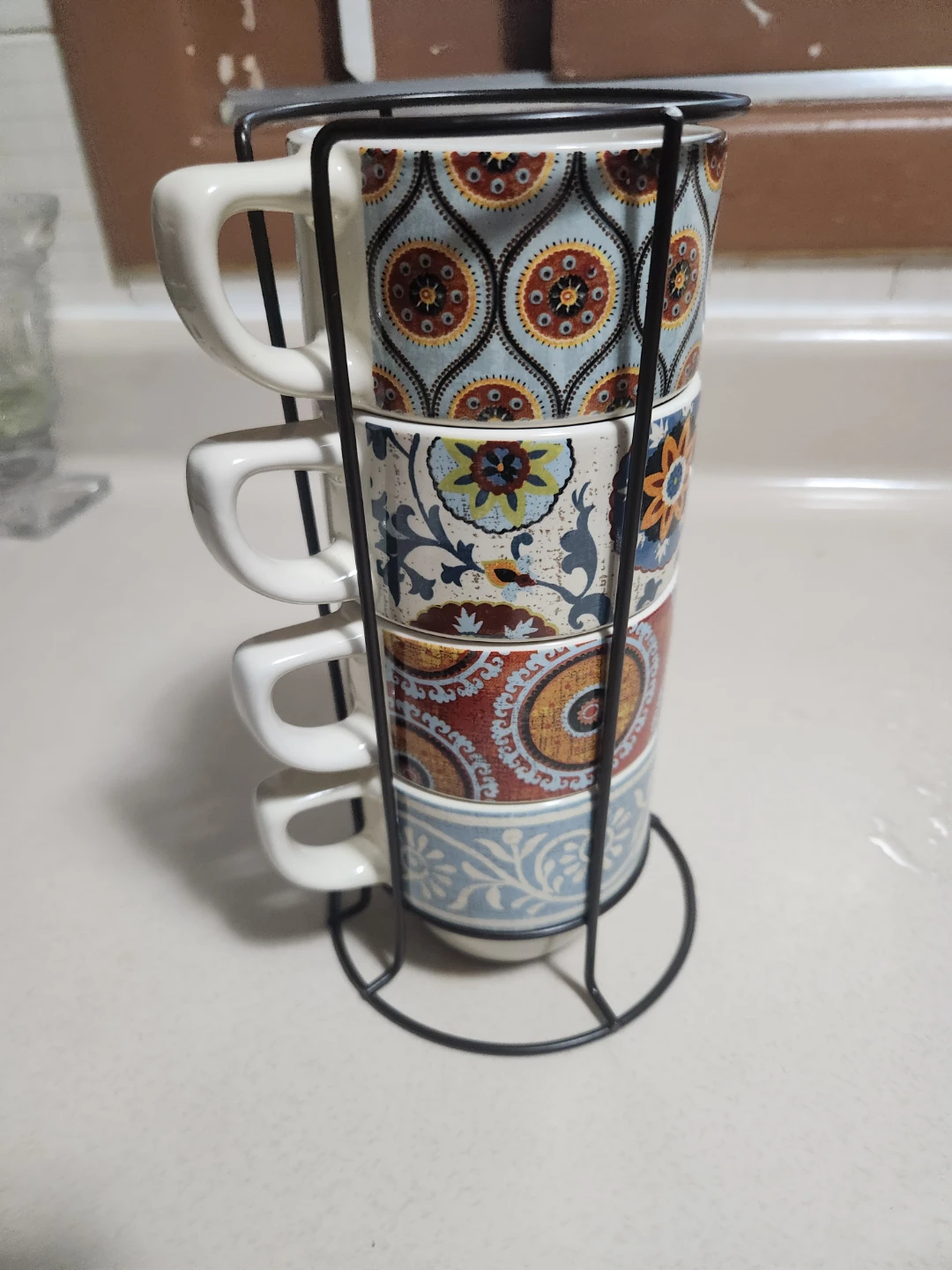 Pier 1 Stoneware Stackable Mugs Set