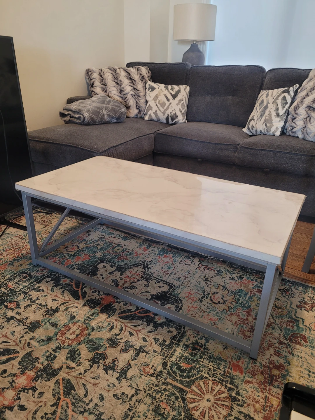Modern Coffee Table with Marble-Look Top - photo 4
