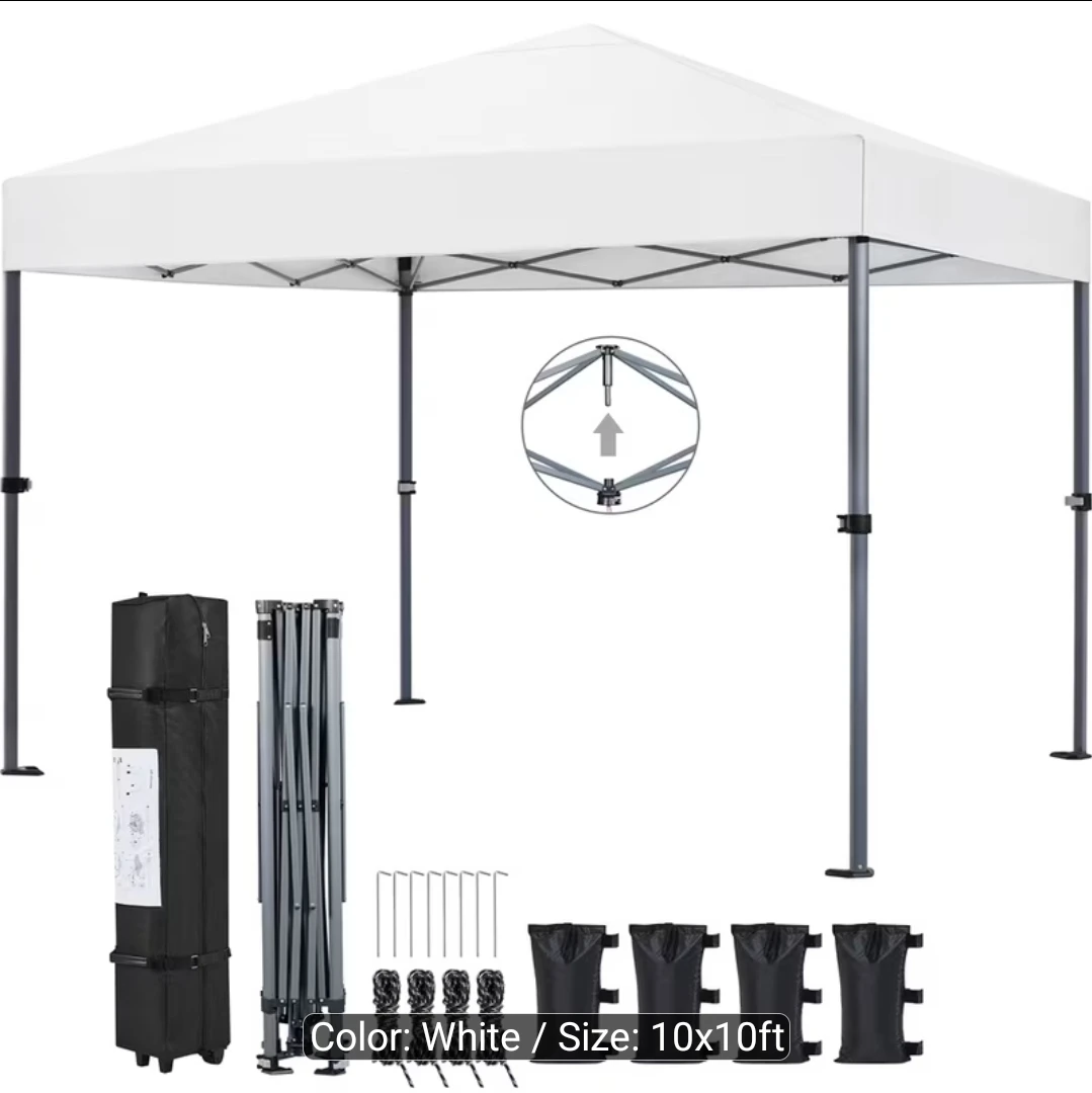 White 10x10ft Pop-Up Canopy Tent - photo 2