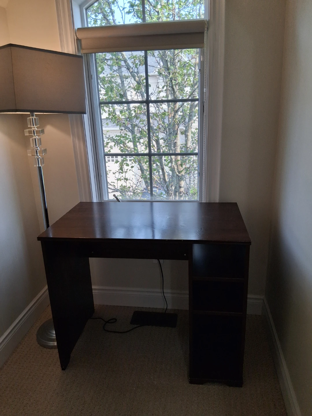 Dark Wood Desk with Shelving