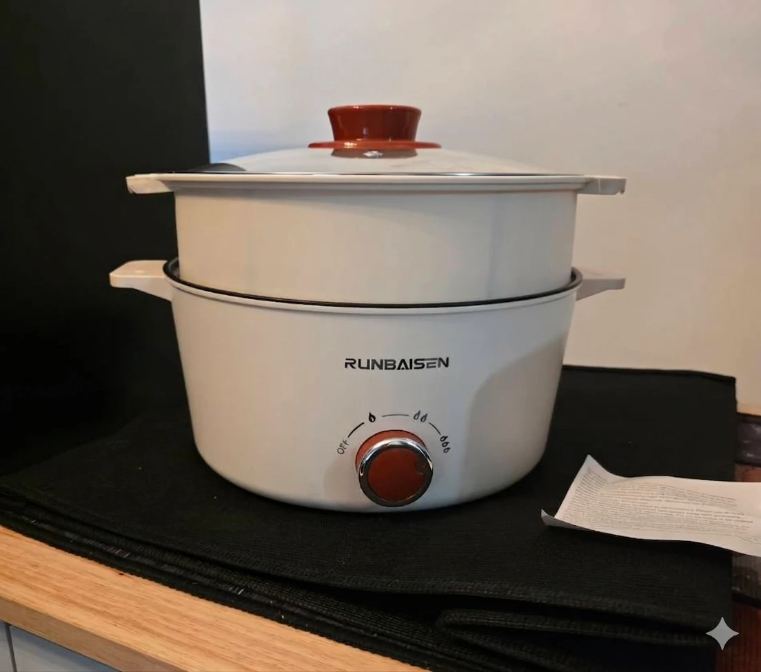 Electric Hot Pot with Steamer,  Non-Stick