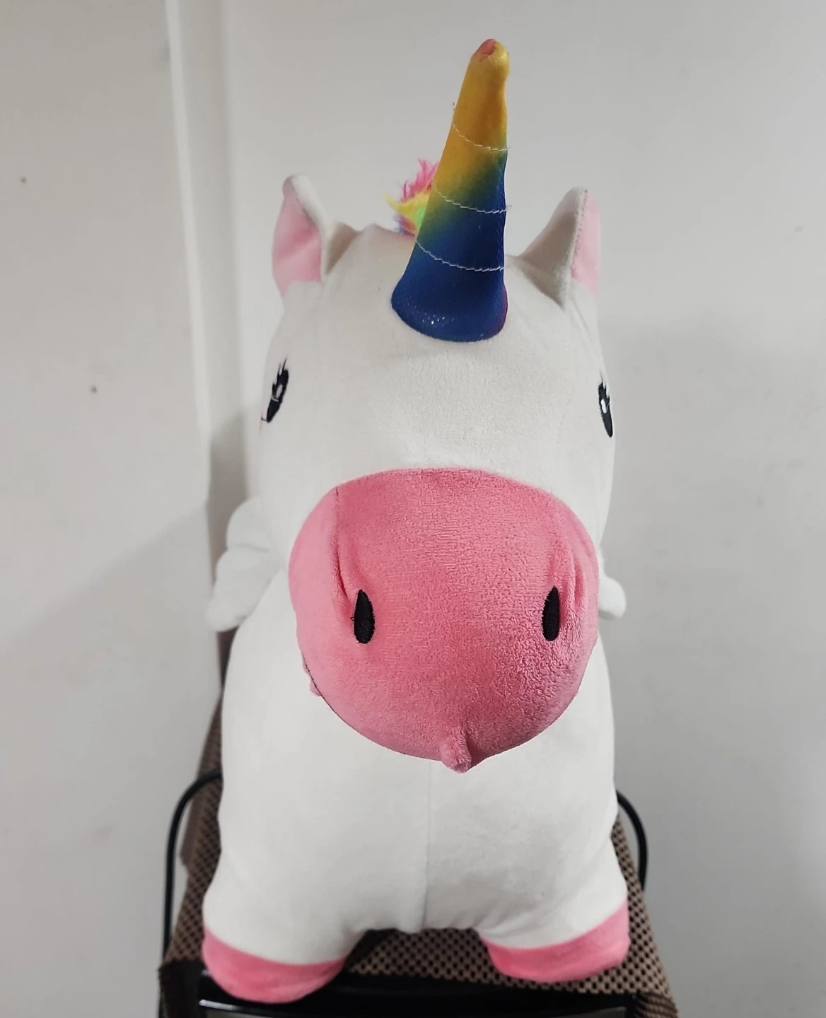 White Unicorn Plush Toy with Rainbow Mane and Tail - photo 2