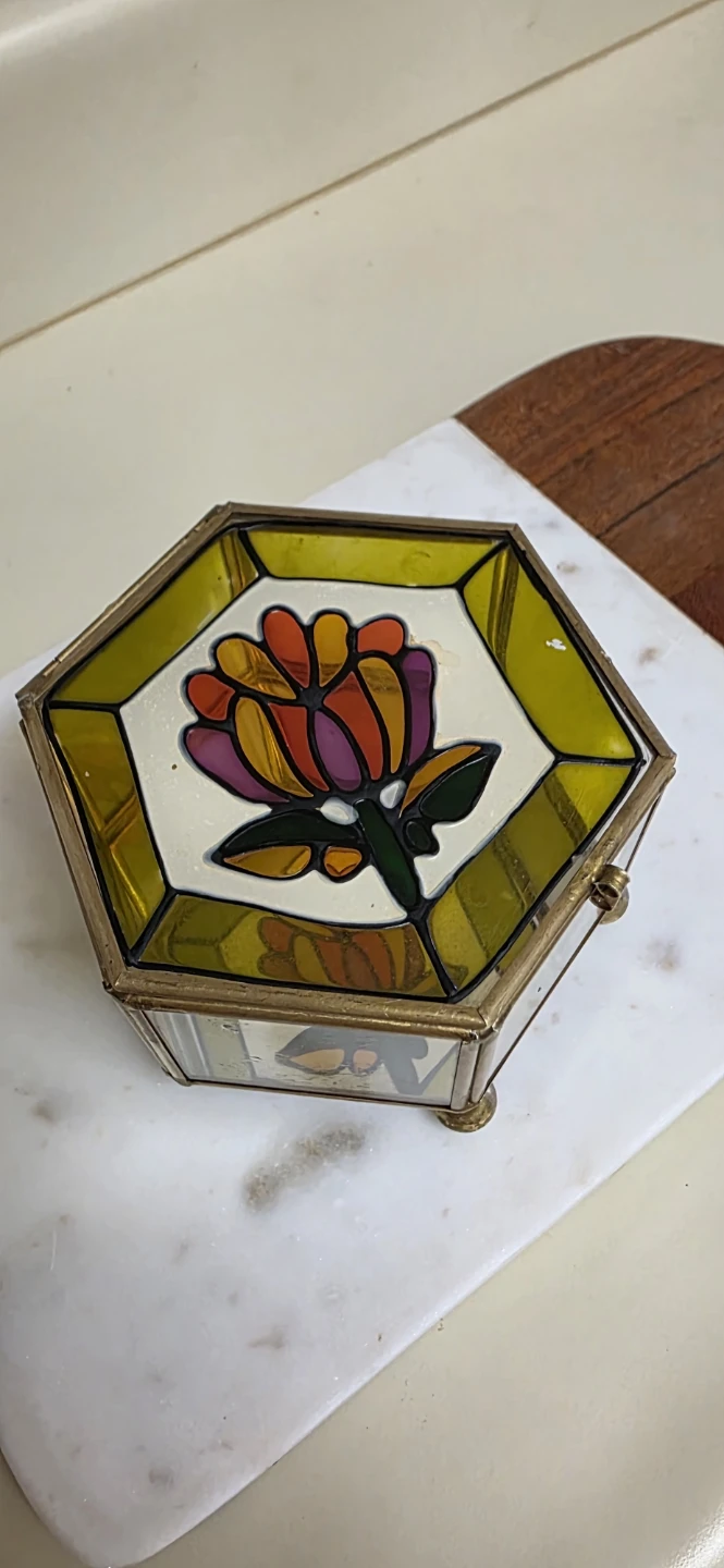 Stained Glass Hinged Trinket Box