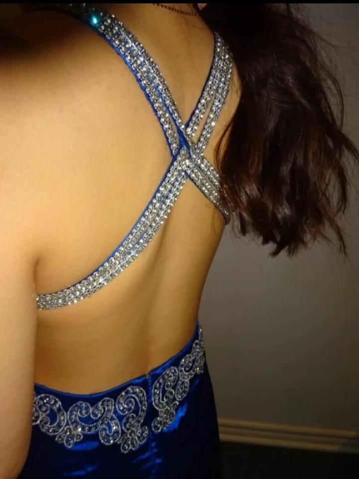 Vintage Royal Blue Satin Prom Dress/Gown - photo 2