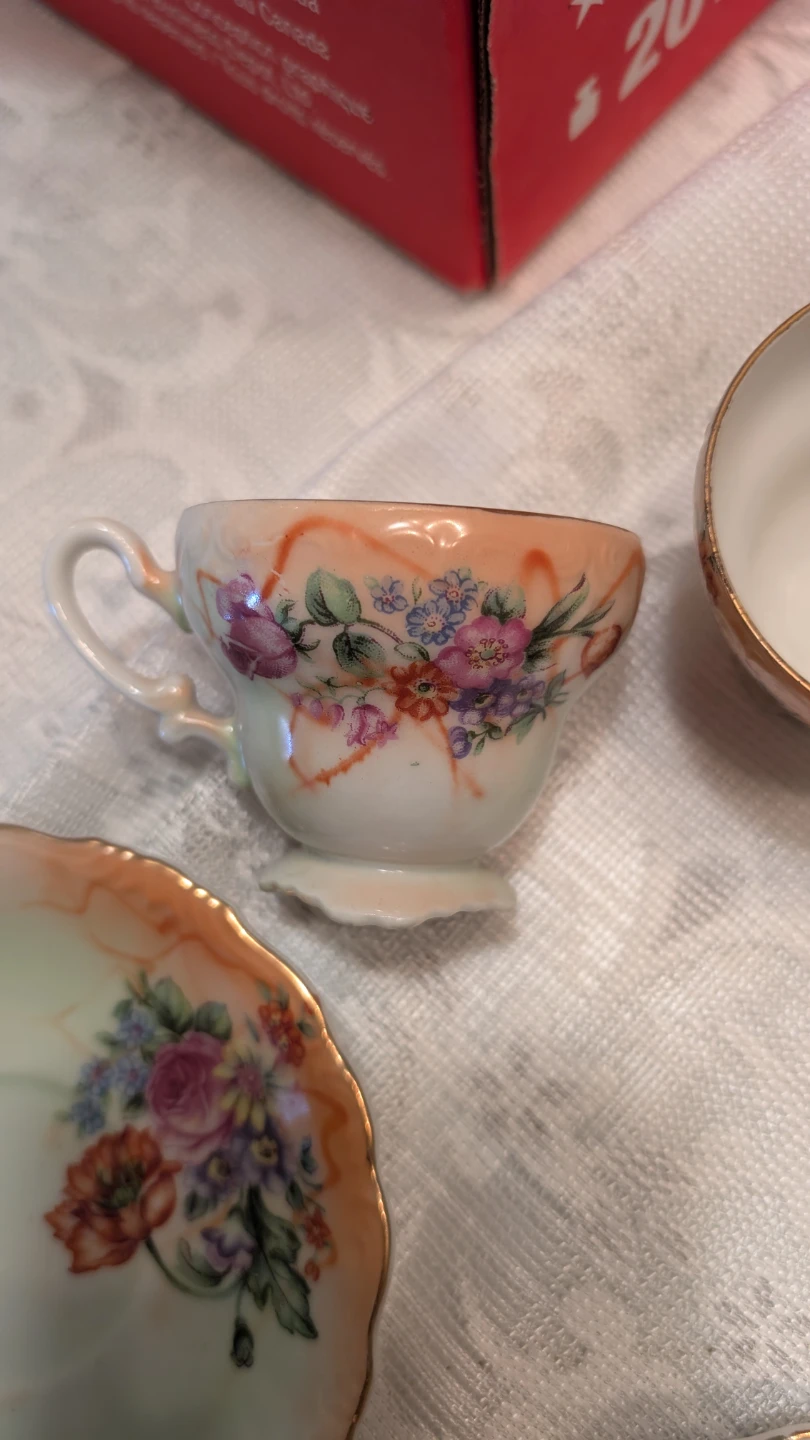 Miniature Floral Teacup and Saucer Set
