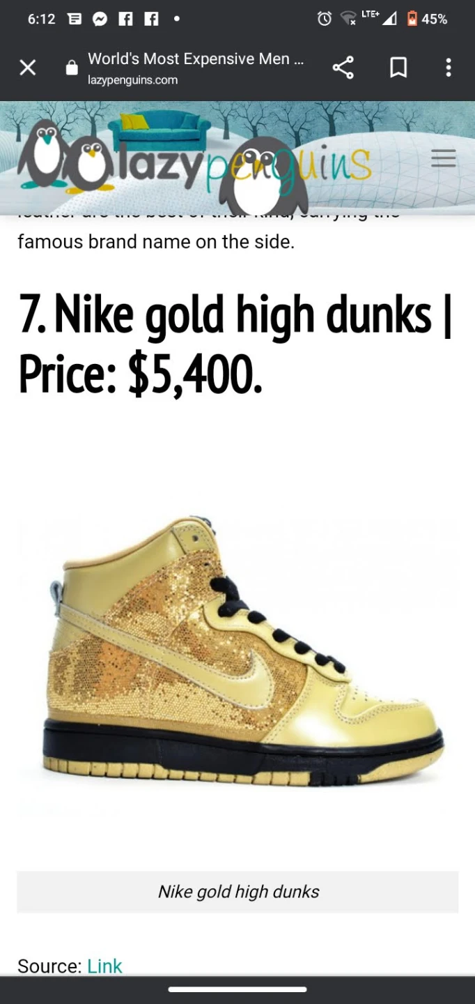 Gold Nike Dunk sneakerd unisex